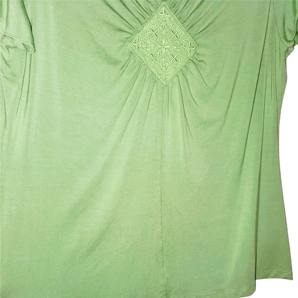 Style & Co. Crop Sleeve V-Neck Flowy Dress Top Green 556 - Picture 6 of 6